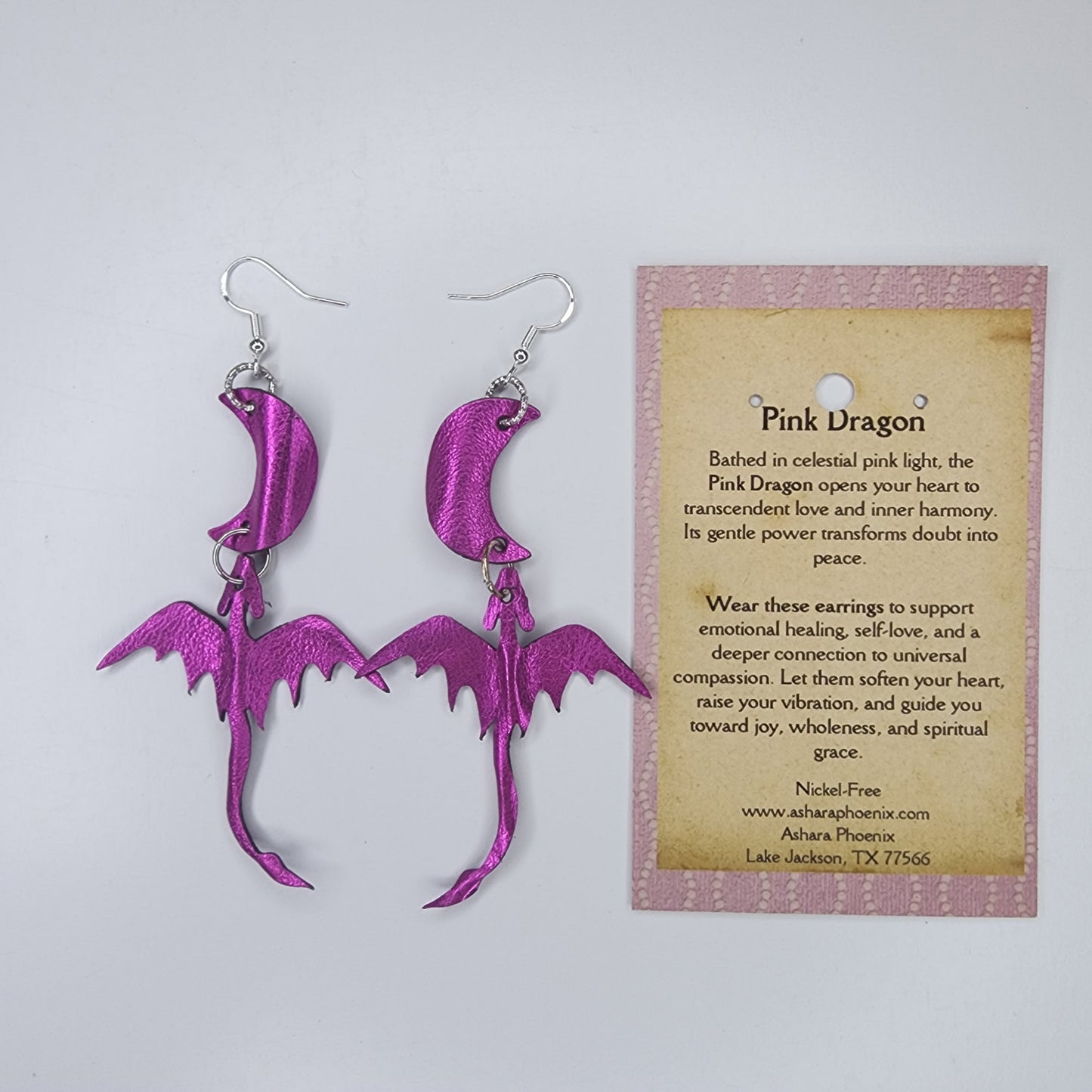 Radiant Magenta Dragon and Moon Earrings