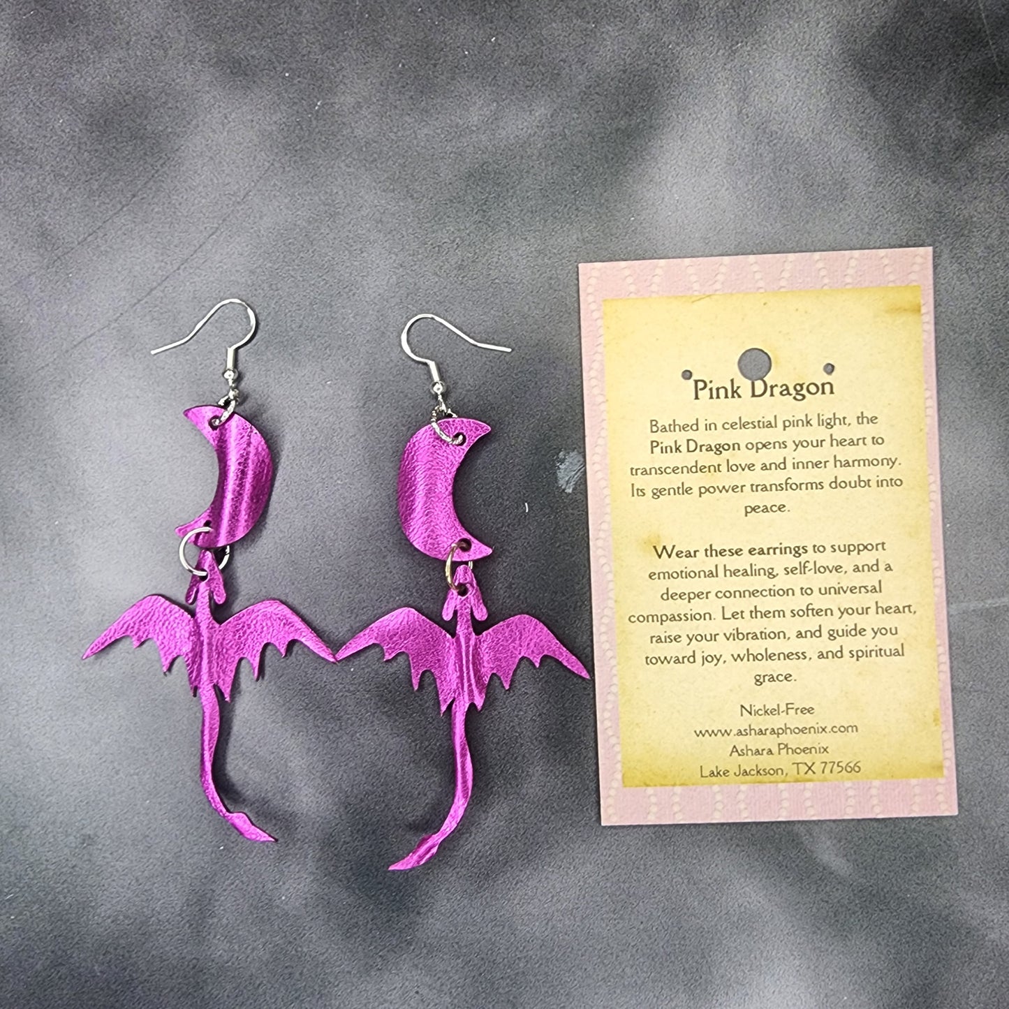 Radiant Magenta Dragon and Moon Earrings