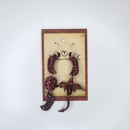 Just Fire Triple Moon And Dragon Earrings