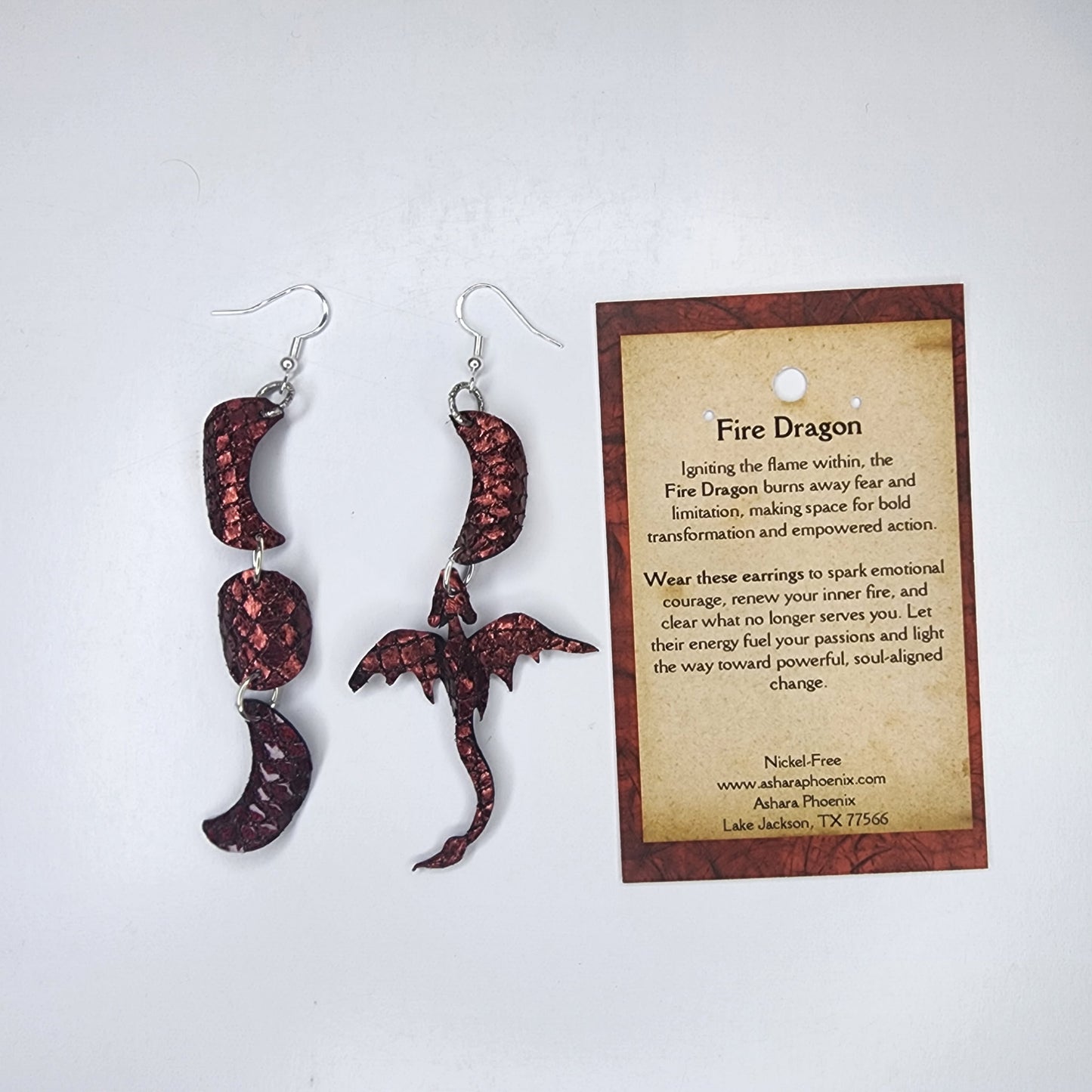 Just Fire Triple Moon And Dragon Earrings