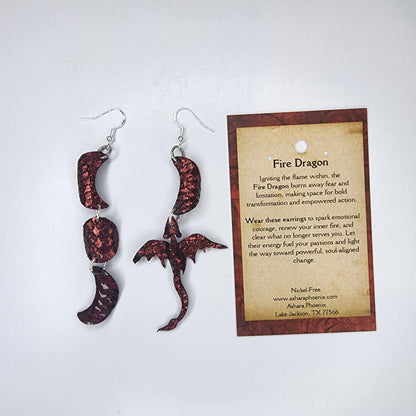 Just Fire Triple Moon And Dragon Earrings