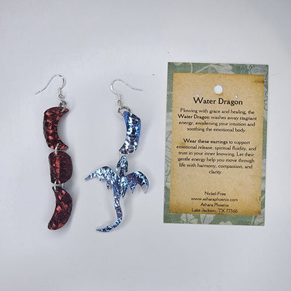 Ice And Fire Triple Moon And Dragon Earrings