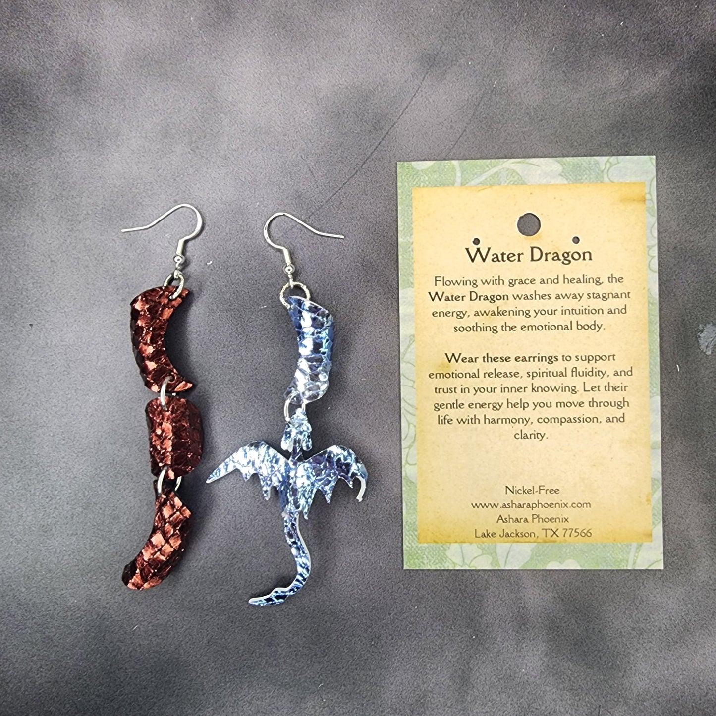 Ice And Fire Triple Moon And Dragon Earrings