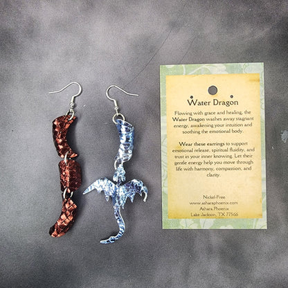 Ice And Fire Triple Moon And Dragon Earrings