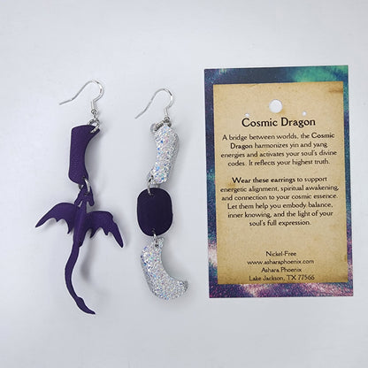 Purple Reign Triple Moon And Dragon Earrings