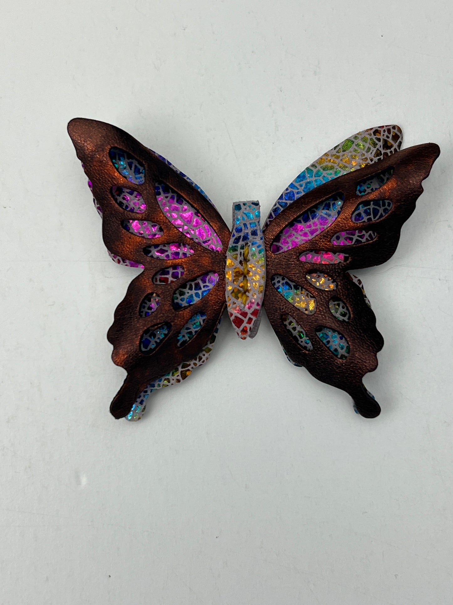 Dream Prism with Orange Top Leather Butterfly Clips