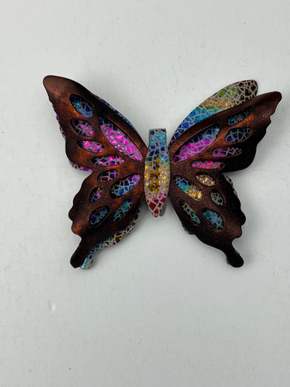 Dream Prism with Orange Top Leather Butterfly Clips