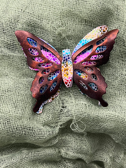Dream Prism with Orange Top Leather Butterfly Clips