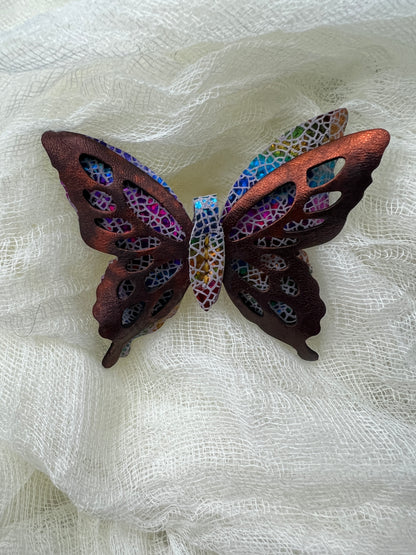 Dream Prism with Orange Top Leather Butterfly Clips