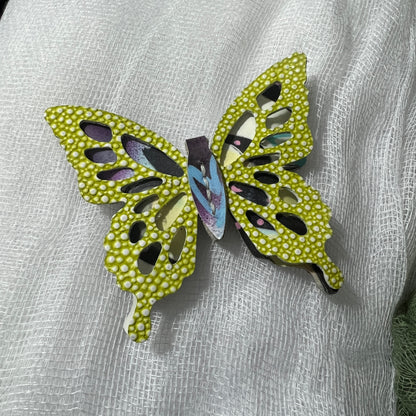 Yellow Leather Butterfly Clips