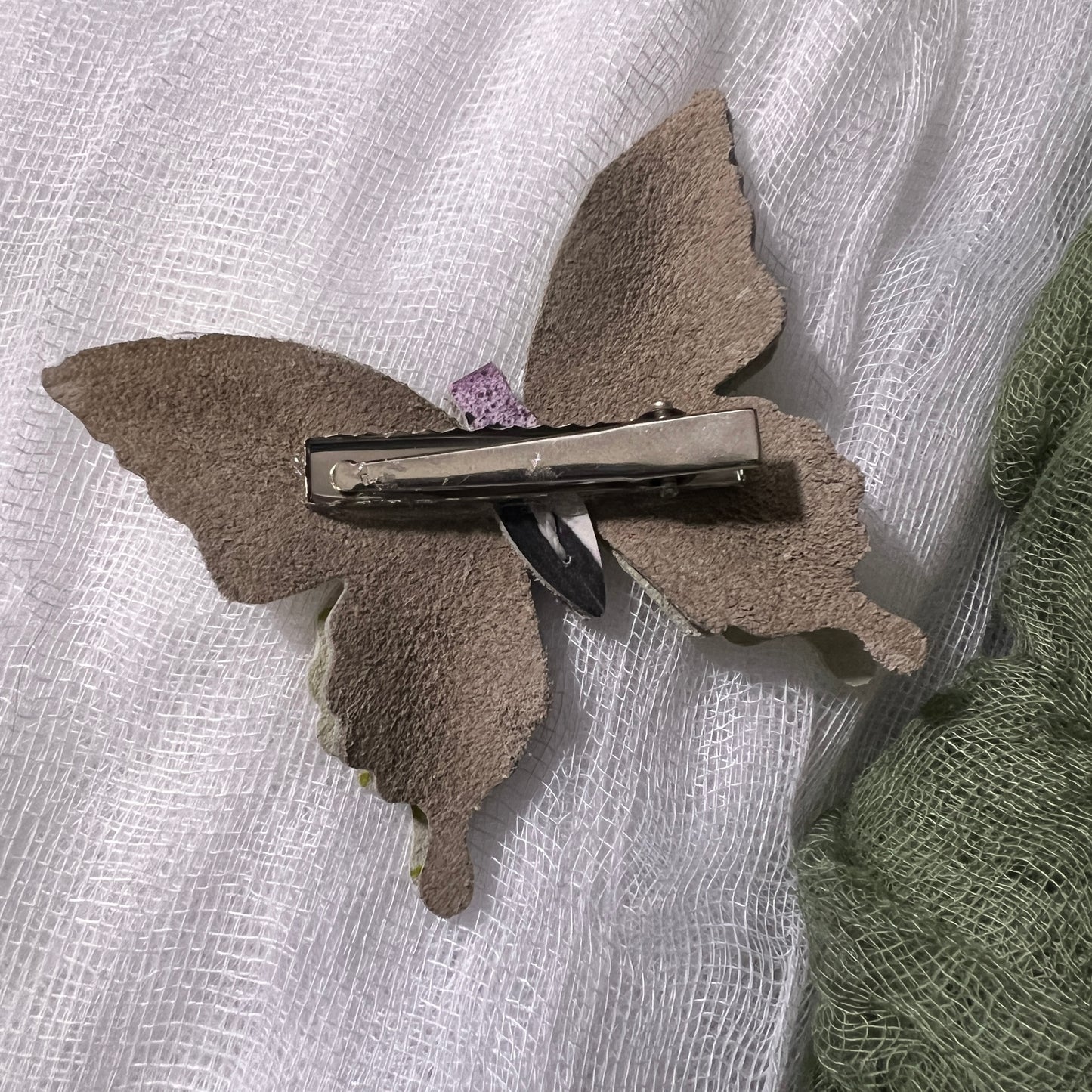 Yellow Leather Butterfly Clips