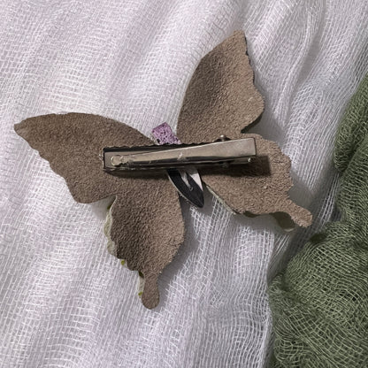 Yellow Leather Butterfly Clips
