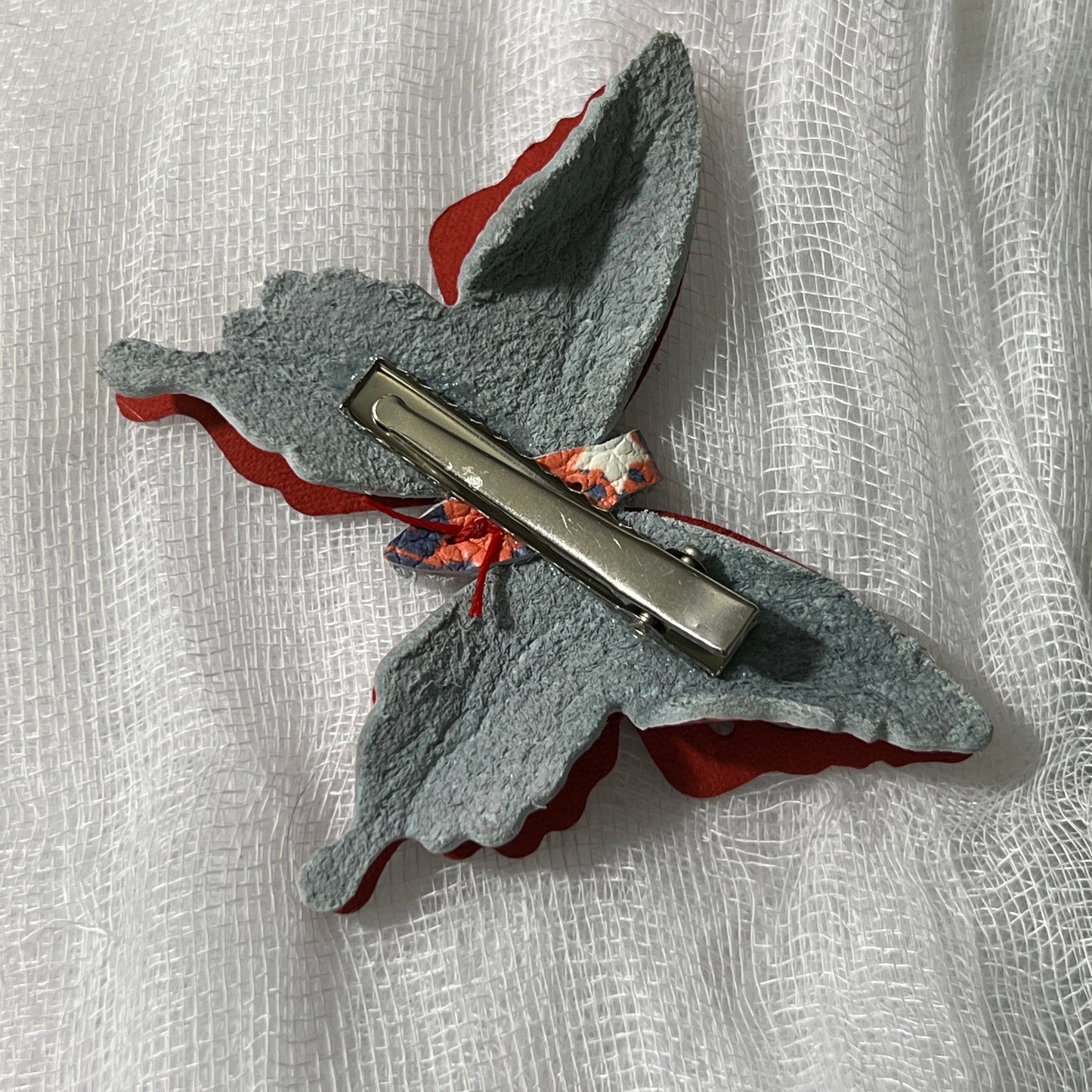 Red White Blue Leather Butterfly Clips