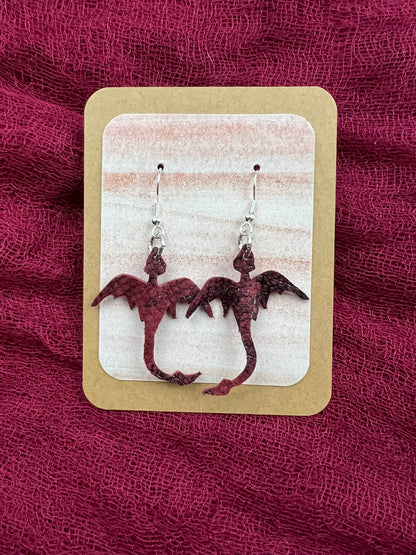 Deep Crimson Mini Dragon Earring Pyraeth