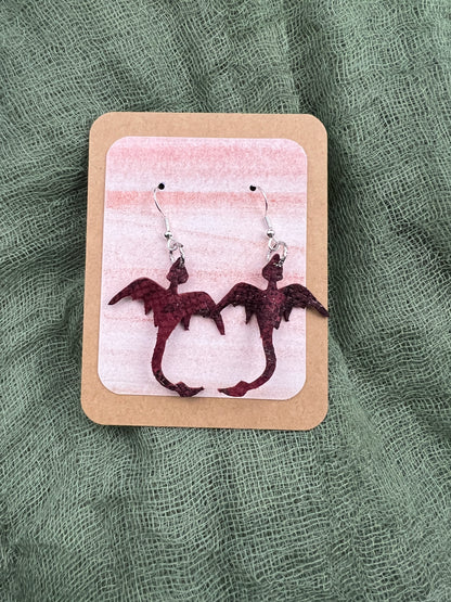Deep Crimson Mini Dragon Earring Pyraeth