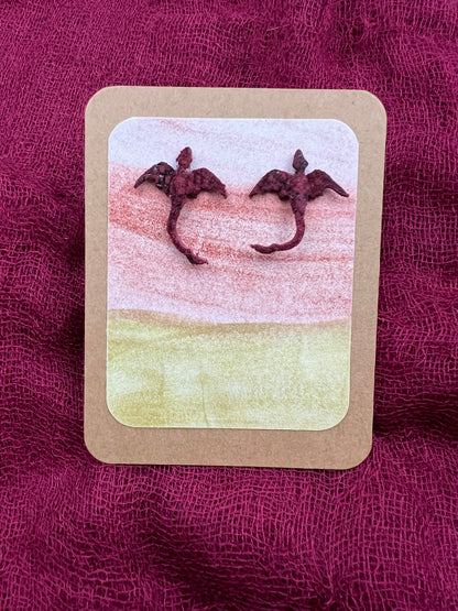 Deep Crimson Dragon Stud Earring Pyraeth