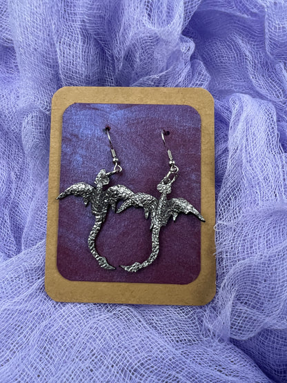 Silver Mirelen Drift Dragon Earrings