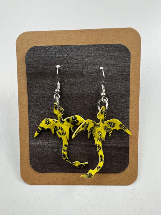 Yellow and Black Kaldros Deep Mini Dragon Earrings