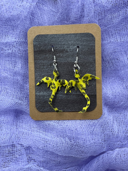 Yellow and Black Kaldros Deep Mini Dragon Earrings
