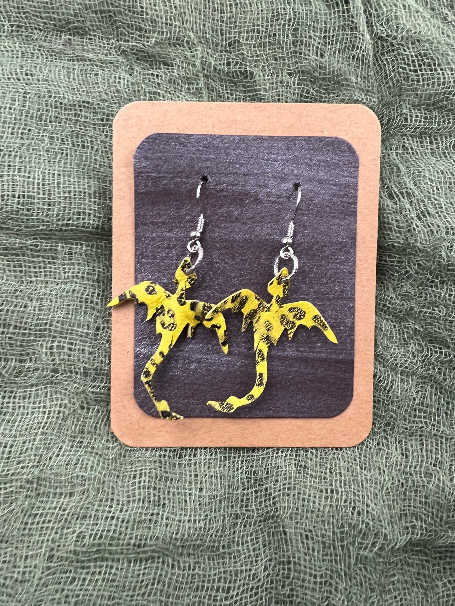 Yellow and Black Kaldros Deep Mini Dragon Earrings