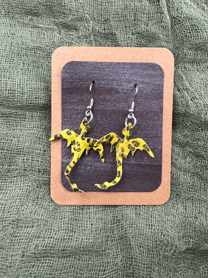 Yellow and Black Kaldros Deep Mini Dragon Earrings