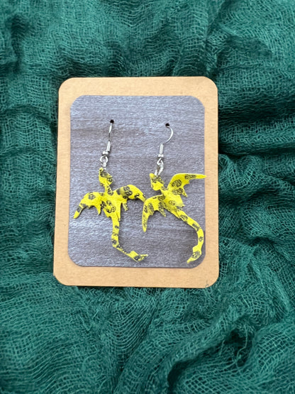 Yellow and Black Kaldros Deep Mini Dragon Earrings