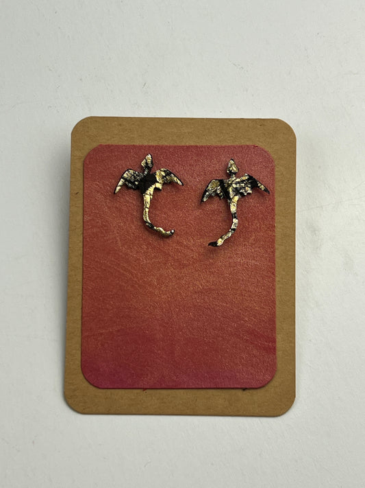 Goldvein Dragon Stud Earrings