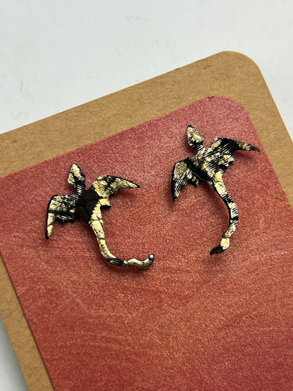 Goldvein Dragon Stud Earrings